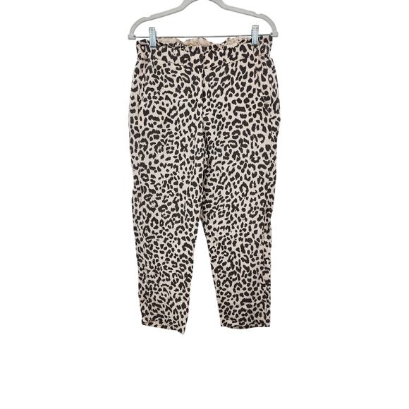 J. Crew Linen Blend Animal Print Leopard Cheeta Cropped Pants Size 6 Linen Blend - Picture 2 of 9